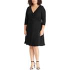 Plus Size Chaps Crossover Fit & Flare Dress, Women's, Size: 20 W, Black