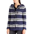 Women's Chaps Hooded Jacquard Cardigan, Size: Large, Blue (navy)