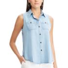 Women's Chaps Relaxed Sleeveless Shirt, Size: Small, Blue