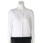 Women's Elle&trade; Crop Ruffle Cardigan, Size: Xl, White