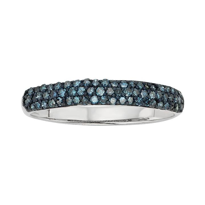 Sterling Silver 1/4-ct. T.w. Blue Diamond Ring, Women's, Size: 8