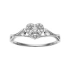 Sterling Silver 1/10 Carat T.w. Diamond Heart Halo Promise Ring, Women's, Size: 7, White