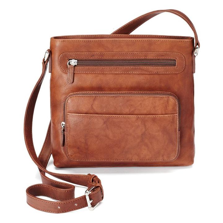 Ili Top Zip Leather Crossbody, Women's, Brown