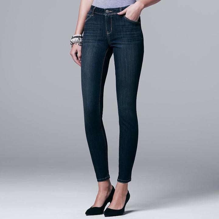 Petite Simply Vera Vera Wang Skinny Jeans, Women's, Size: 10 Petite, Dark Blue