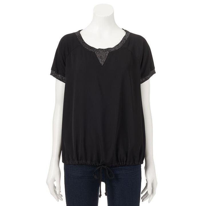 Women's Juicy Couture Drawstring Tee, Size: Large, Black