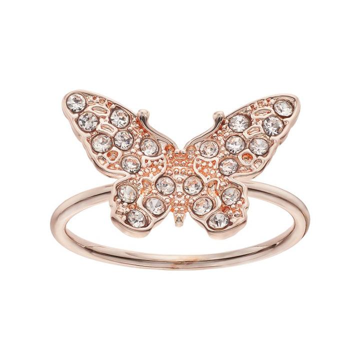 Lc Lauren Conrad Pave Butterfly Ring, Women's, Size: 7, Light Pink