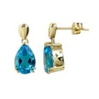 10k Gold Swiss Blue Topaz Teardrop Earrings, Women's