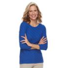 Women's Dana Buchman Diagonal Stripe Sweater, Size: Large, Med Blue