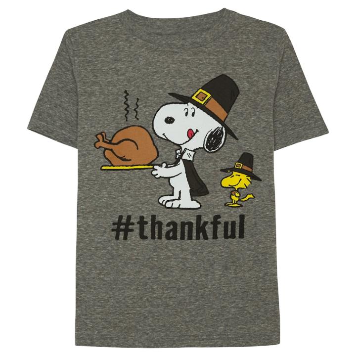 Boys 4-7x Jumping Beans&reg; Thanksgiving Peanuts Snoopy & Woodstock Thankful Tee, Size: 7, Grey