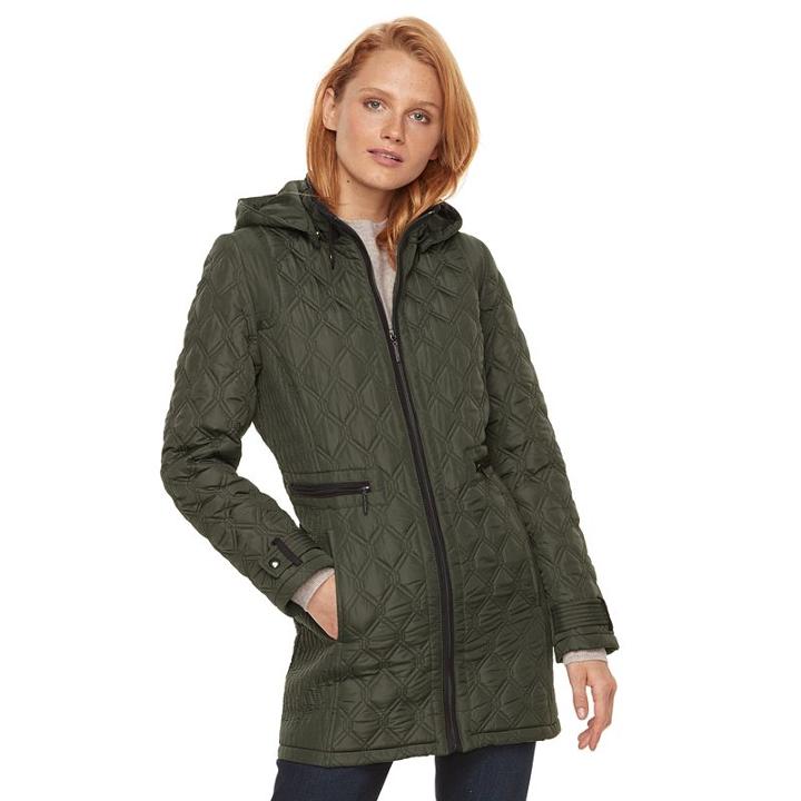 Women's Weathercast Quilted Faux-suede Jacket, Size: Xl, Green