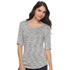 Women's Apt. 9&reg; Essential Elbow-sleeve Tee, Size: Large, Black