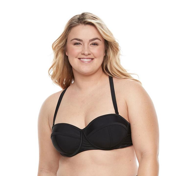Plus Size Paramour Underwire Bralette Swim Top, Women's, Size: 2xl, Black