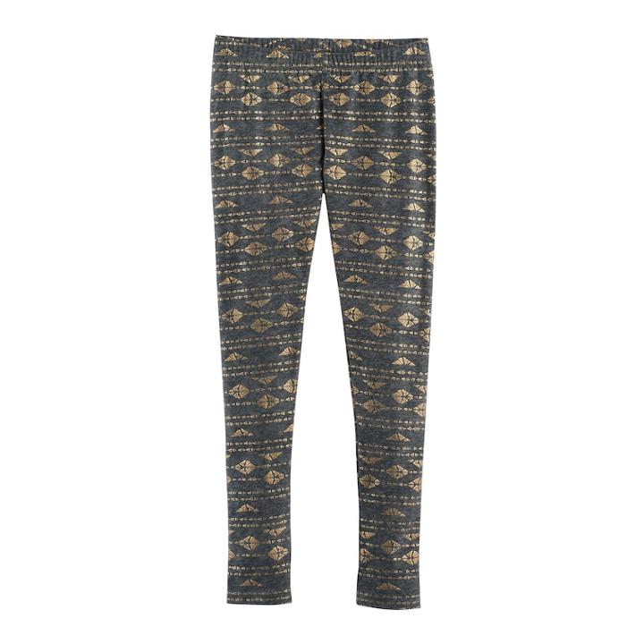 Girls 7-16 & Plus Size Mudd&reg; Patterned Soft Leggings, Size: 10, Med Grey