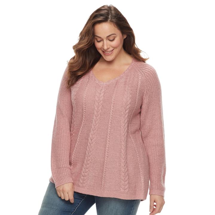 Plus Size Sonoma Goods For Life&trade; Cable-knit Sweater, Women's, Size: 1xl, Med Pink