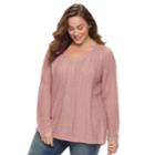 Plus Size Sonoma Goods For Life&trade; Cable-knit Sweater, Women's, Size: 1xl, Med Pink