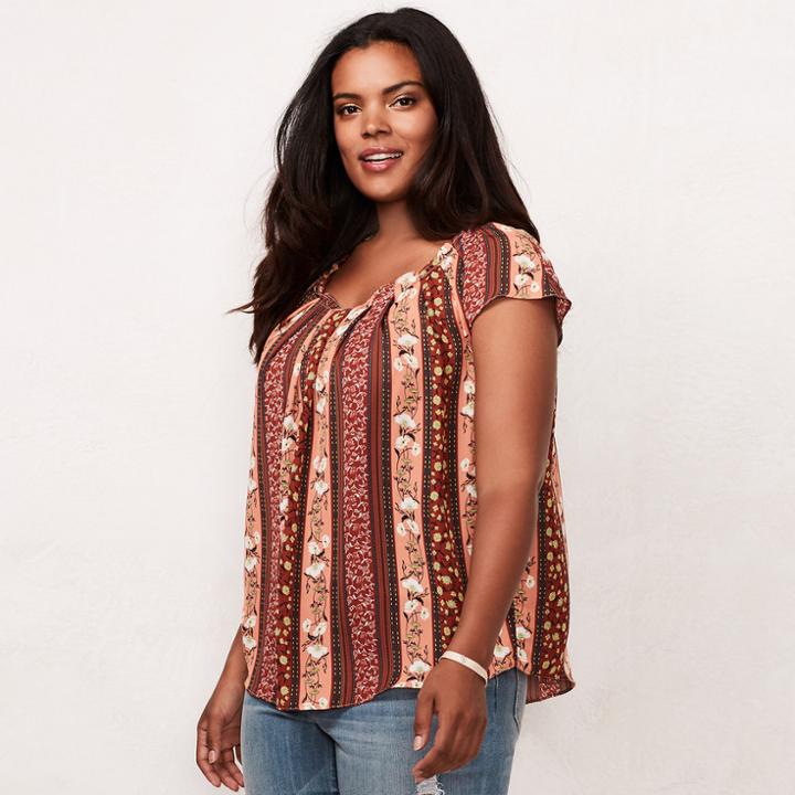 Plus Size Lc Lauren Conrad Pleated Top, Women's, Size: 3xl, Green
