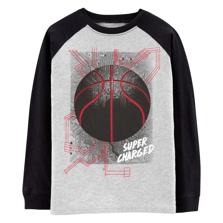 Boys 4-12 Carter's Supercharged Basketball Raglan Tee, Size: 7, Light Grey