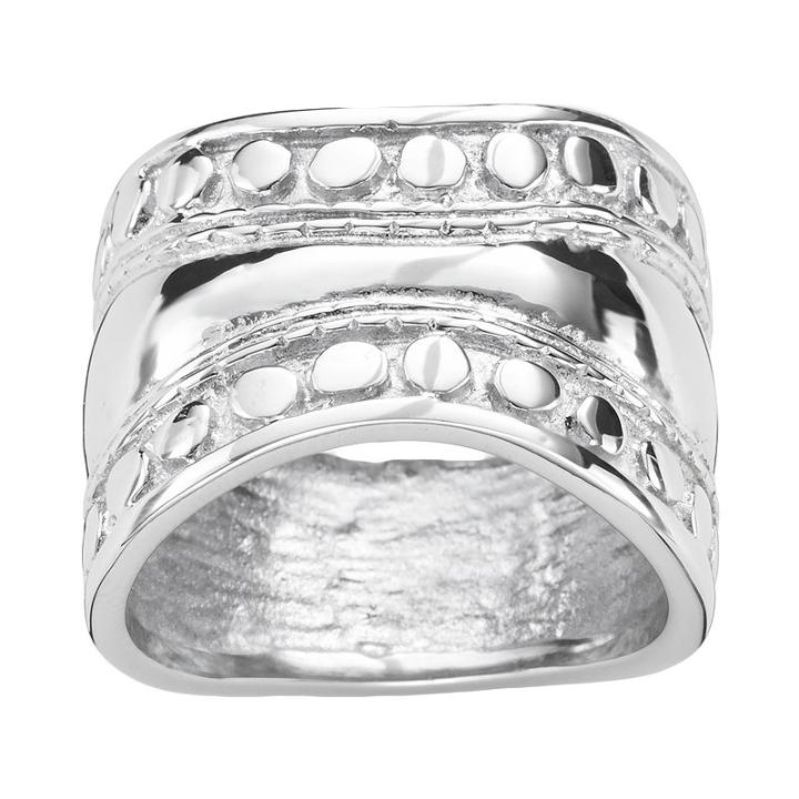 Steel City Stainless Steel Textured Ring, Women's, Size: 7, Grey
