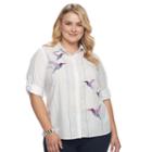 Plus Size Croft & Barrow&reg; Embroidered Button-up Shirt, Women's, Size: 2xl, Natural