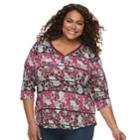 Plus Size Croft & Barrow&reg; Solid V-neck Tee, Women's, Size: 1xl, Med Purple