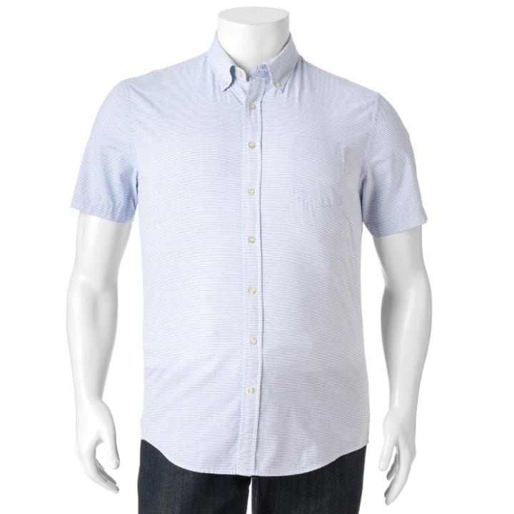 Big & Tall Sonoma Goods For Life&trade; Modern-fit Plaid Poplin Button-down Shirt, Men's, Size: Xxl Tall, Med Blue