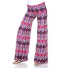 Women's White Mark Print Palazzo Pants, Size: Small, Dark Pink
