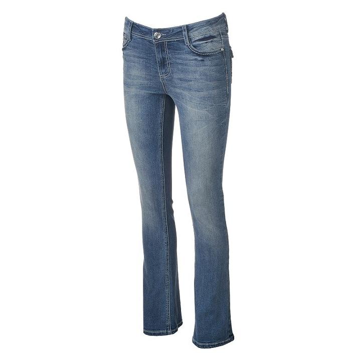 Juniors' Vanilla Star Bling Bootcut Jeans, Girl's, Size: 0, Med Blue