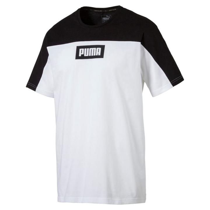 Men's Puma Rebel Colorblock Tee, Size: Medium, White