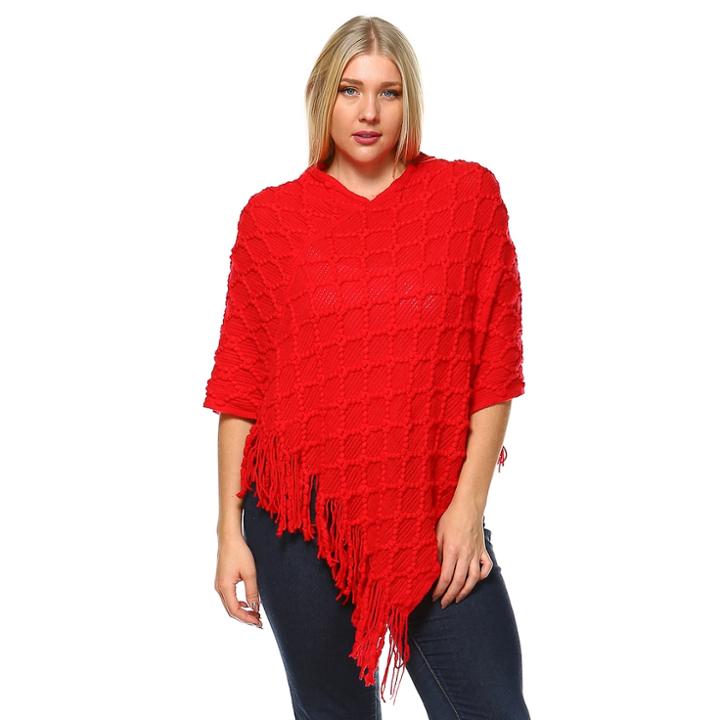 Plus Size White Mark Frostline Poncho, Women's, Red