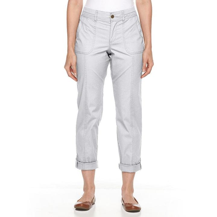 Women's Croft & Barrow&reg; Twill Convertible Pants, Size: 8, Grey