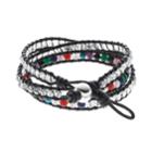 All Wrapped Up Gemstone And Crystal Bead Sterling Silver Leather Wrap Bracelet, Women's, Multicolor