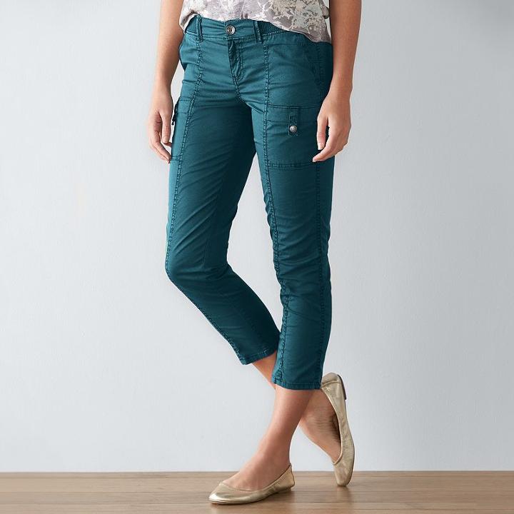 Women's Sonoma Goods For Life™ Comfort Waist Capris, Size: 10, Blue