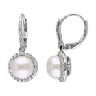 Freshwater Cultured Pearl & 1/5 Carat T.w. Diamond Sterling Silver Drop Earrings, Women's, White