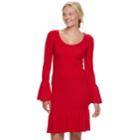 Juniors' Almost Famous Bell Sleeve Sweater Dress, Teens, Size: Medium, Light Red