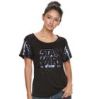 Juniors' Star Wars Sequin Sleeve Graphic Tee, Teens, Size: Xl, Black