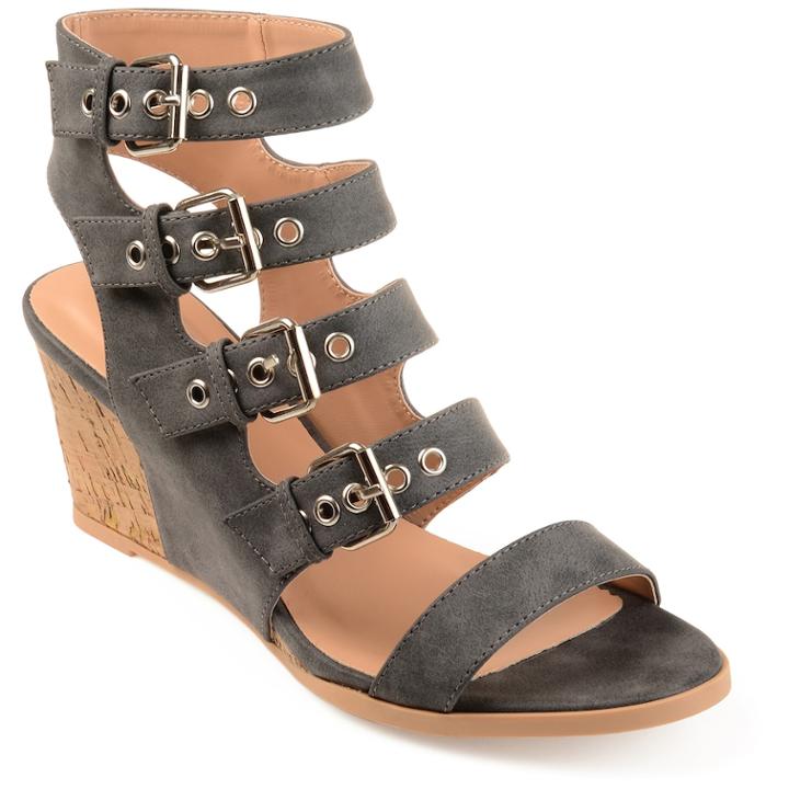 Journee Collection Monika Women's Wedge Sandals, Size: Medium (6.5), Grey