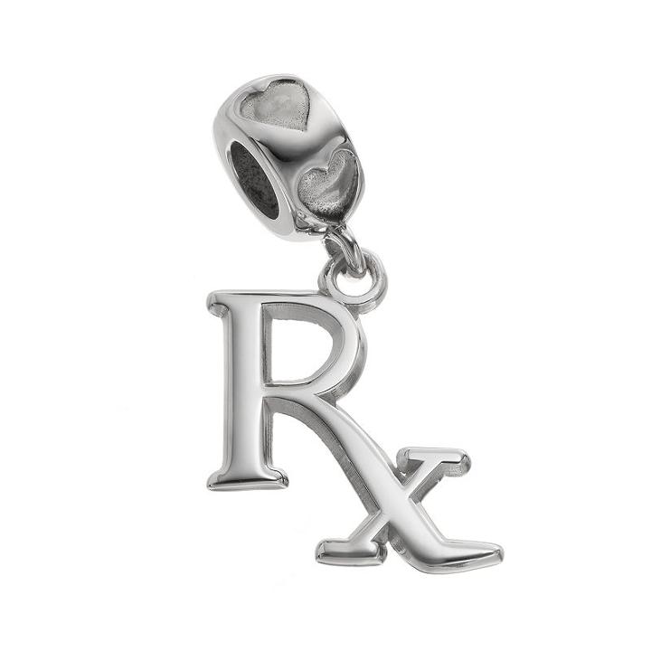 Logoart Sterling Silver Rx Pharmacist Charm, Women's, Grey