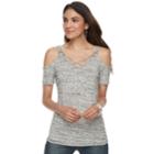 Women's Rock & Republic&reg; Strappy Cold-shoulder Top, Size: Xs, Black