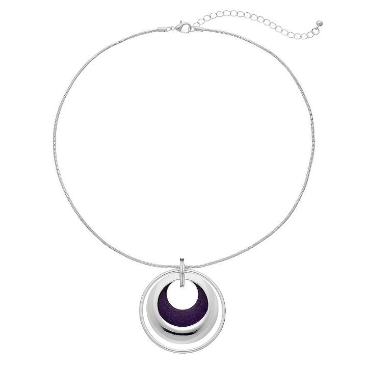 Purple Circle Link Pendant Necklace, Women's