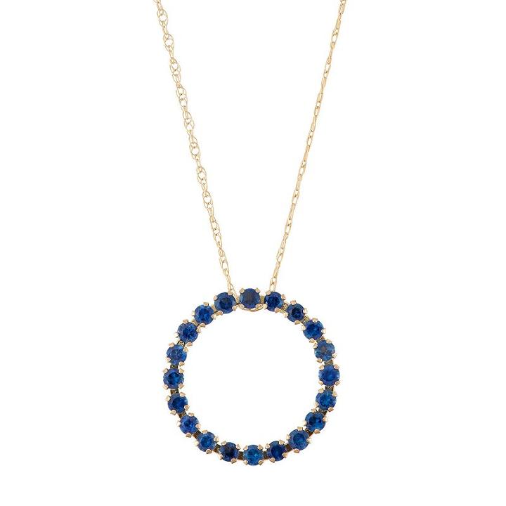 10k Rose Gold Lab-created Sapphire Circle Pendant, Women's, Size: 18, Blue
