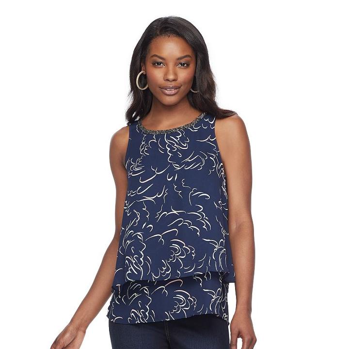 Women's Juicy Couture Layered Tank, Size: Large, Blue (navy)