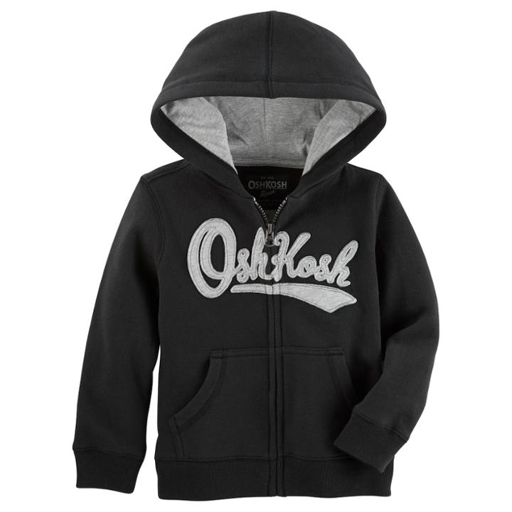 Boys 4-12 Oshkosh B'gosh&reg; Logo Zip Hoodie, Size: 12, Black