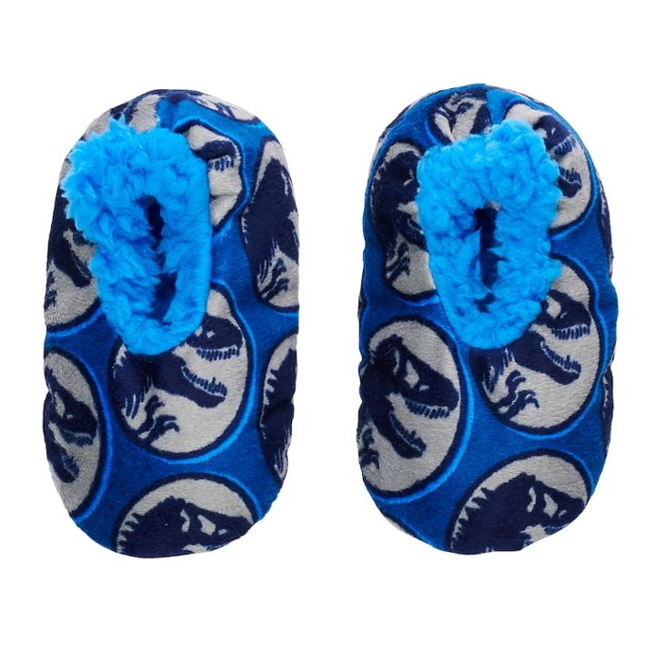 Toddler Boy Jurassic World Dinosaur Fuzzy Babba Slipper Socks, Size: 3t-4t, Blue (navy)