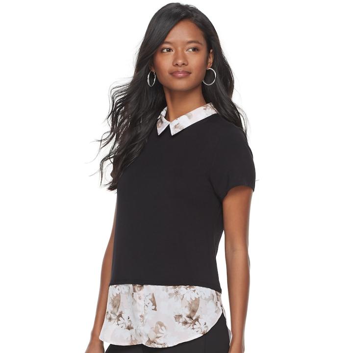 Women's Elle&trade; Mock-layer Top, Size: Medium, Pink