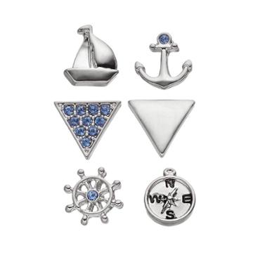 Charming Inspirations Nautical Mismatch Stud Earring Set, Women's, Blue