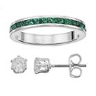 City By City Ring & Stud Earring Set, Women's, Size: 7, Dark Green