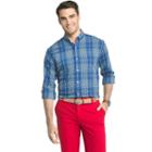 Men's Izod Advantage Sportflex Plaid Regular-fit Stretch Button-down Shirt, Size: Medium, Turquoise/blue (turq/aqua)