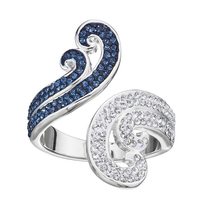 Silver Luxuries Crystal Filigree Open Ring, Women's, Size: 8, Blue