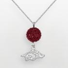Arkansas Razorbacks Sterling Silver Crystal Logo Y Necklace, Women's, Red