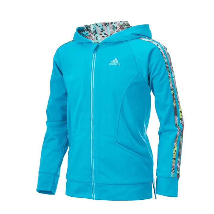 Girls 7-16 Adidas Hooded Tricot Track Jacket, Size: Large, Turquoise/blue (turq/aqua)